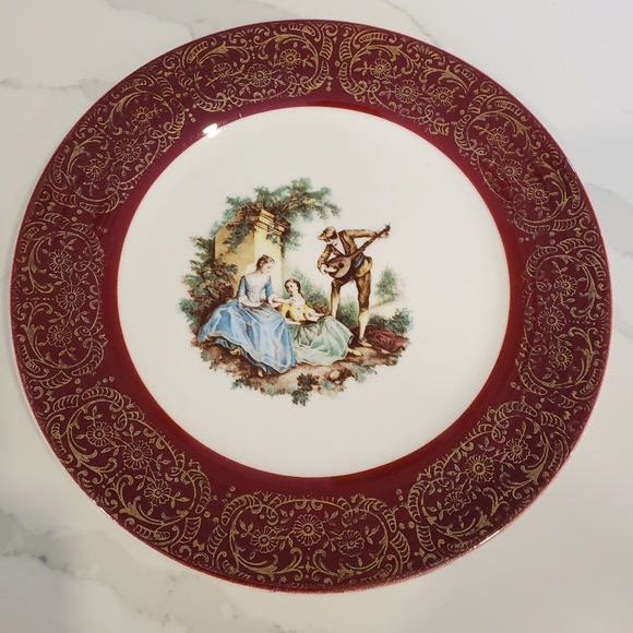 Sebring Pottery Serenade Maroon & 22 Kt. gold trim plates (4) - Picture 4 of 15